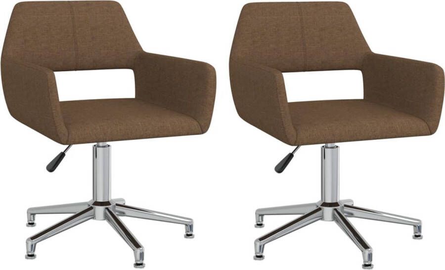 Prolenta Premium Eetkamerstoelen 2 st draaibaar stof bruin