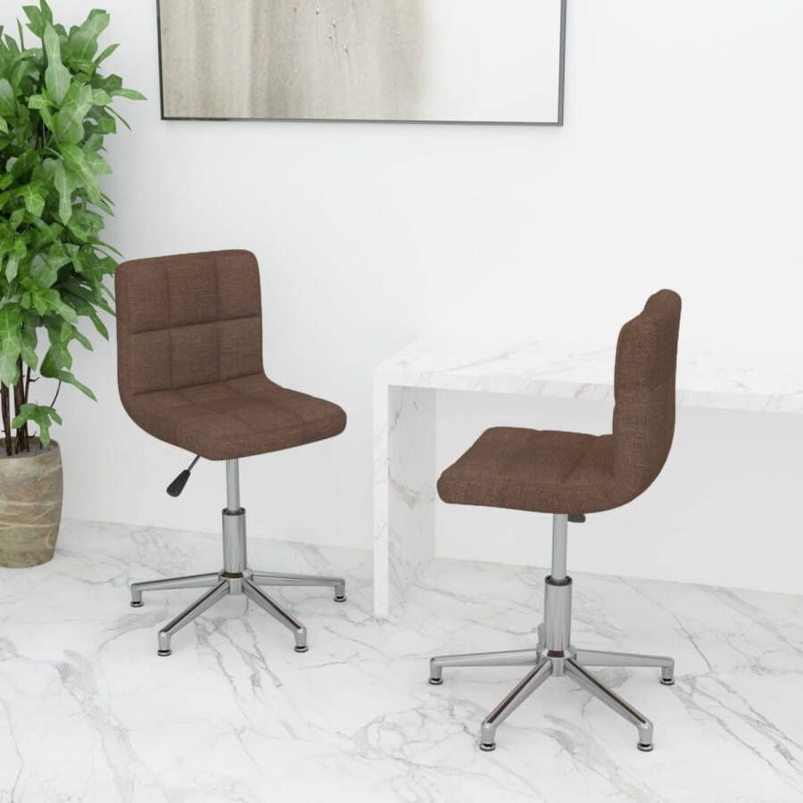 Prolenta Premium Eetkamerstoelen 2 st draaibaar stof bruin