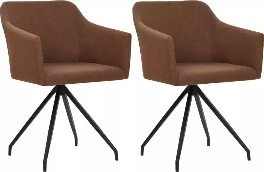 Prolenta Premium Eetkamerstoelen 2 st draaibaar stof bruin