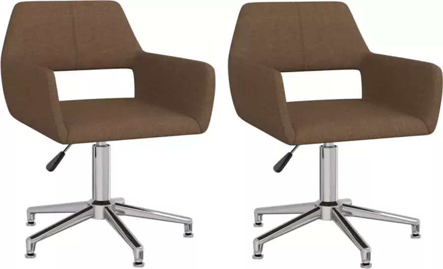 Prolenta Premium Eetkamerstoelen 2 st draaibaar stof bruin