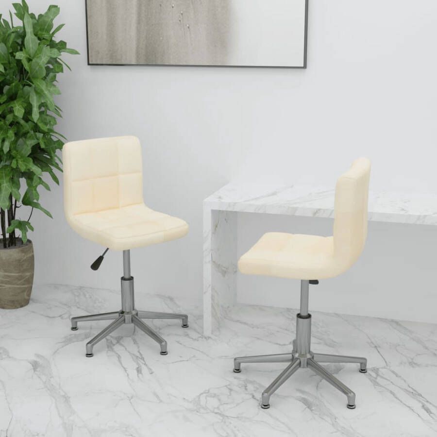 Prolenta Premium Eetkamerstoelen 2 st draaibaar stof crèmekleurig