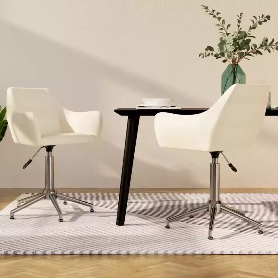 ForYou Prolenta Premium Eetkamerstoelen 2 st draaibaar stof crèmekleurig - Foto 3