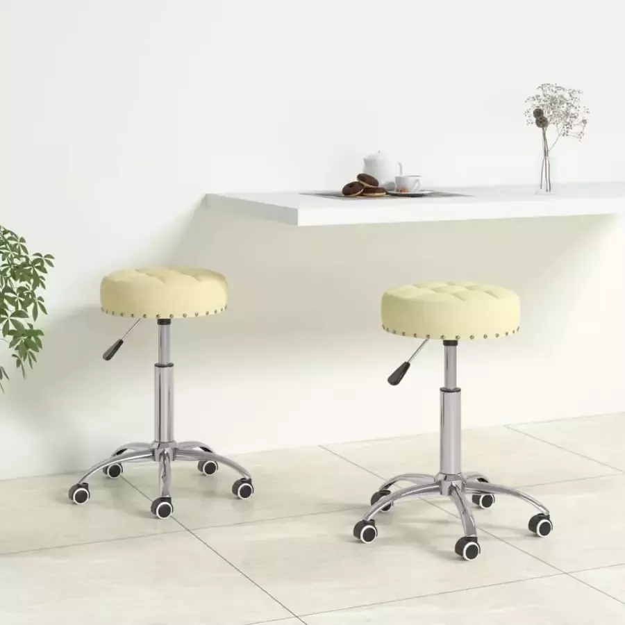 ForYou Prolenta Premium Eetkamerstoelen 2 st draaibaar stof crèmekleurig - Foto 6