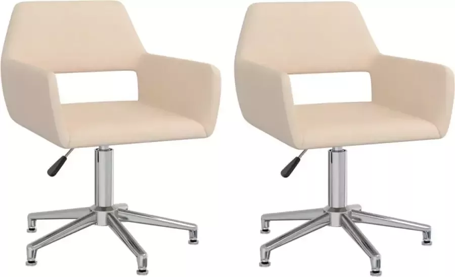 Prolenta Premium Eetkamerstoelen 2 st draaibaar stof crèmekleurig