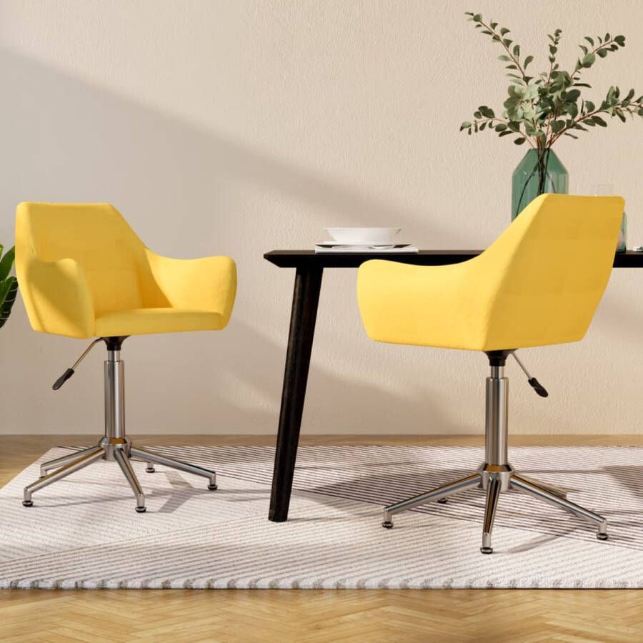 Prolenta Premium Eetkamerstoelen 2 st draaibaar stof geel
