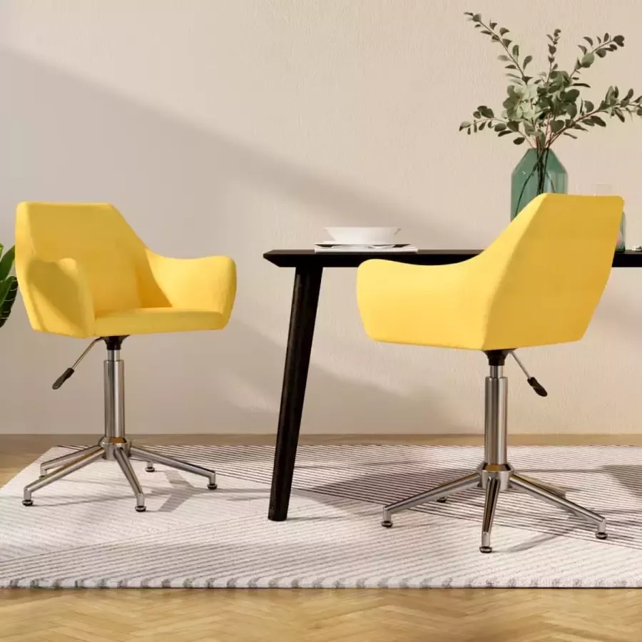 Prolenta Premium Eetkamerstoelen 2 st draaibaar stof geel