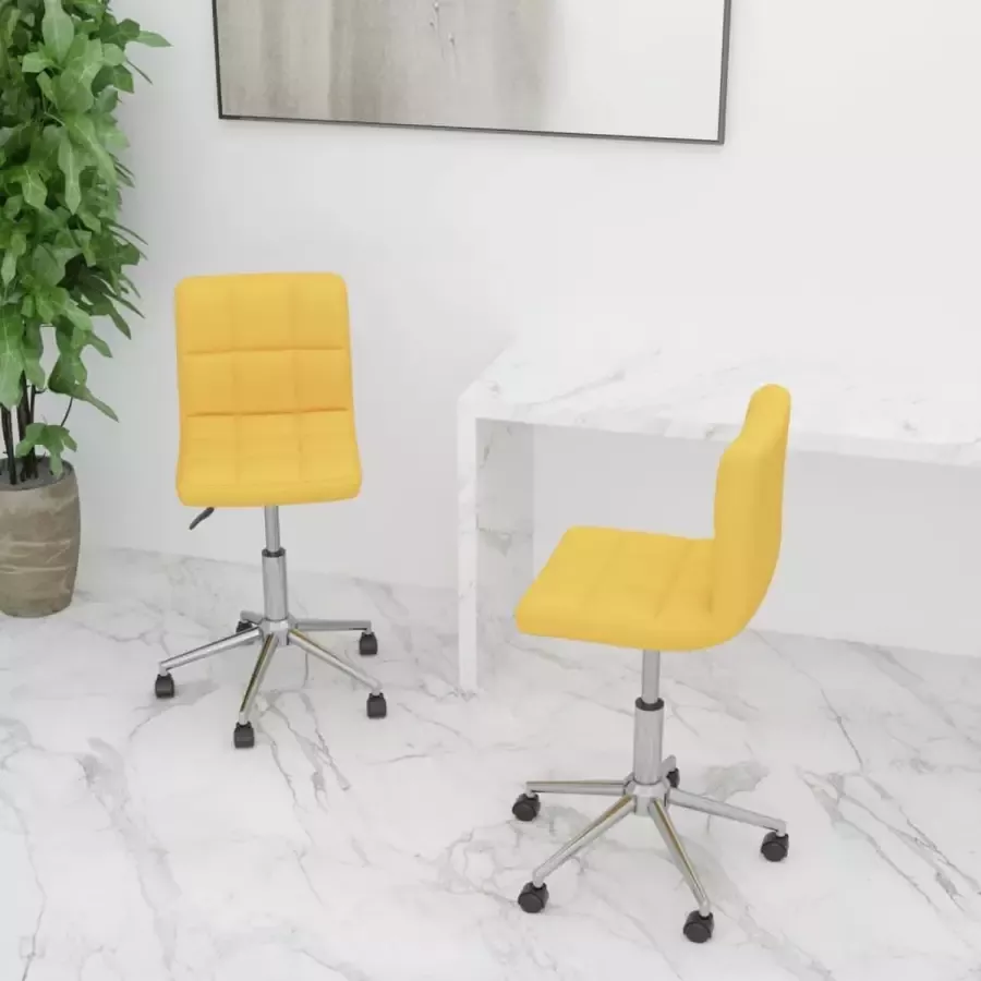 ForYou Prolenta Premium Eetkamerstoelen 2 st draaibaar stof mosterdgeel