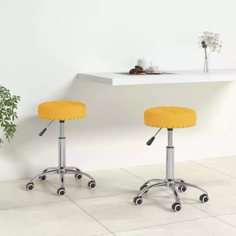ForYou Prolenta Premium Eetkamerstoelen 2 st draaibaar stof mosterdgeel - Foto 2