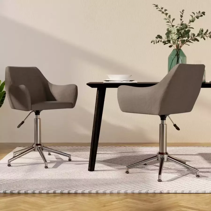 Prolenta Premium Eetkamerstoelen 2 st draaibaar stof taupe