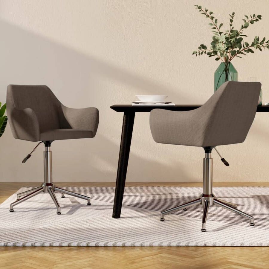 Prolenta Premium Eetkamerstoelen 2 st draaibaar stof taupe