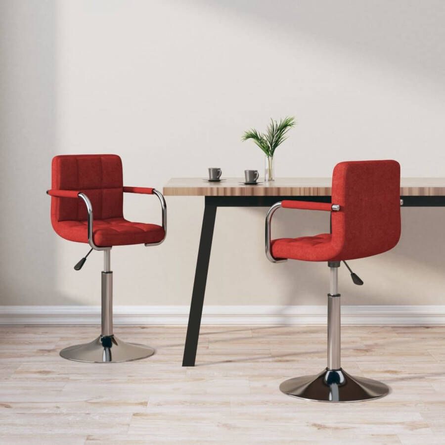 Prolenta Premium Eetkamerstoelen 2 st draaibaar stof wijnrood