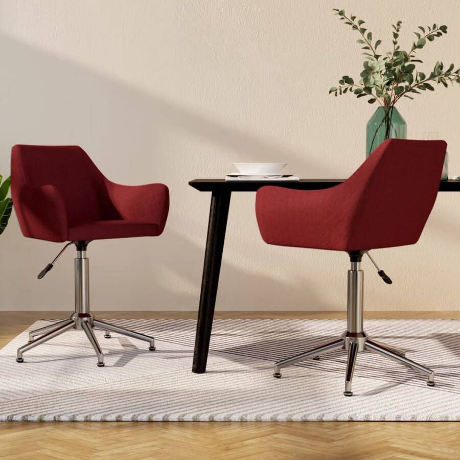 Prolenta Premium Eetkamerstoelen 2 st draaibaar stof wijnrood