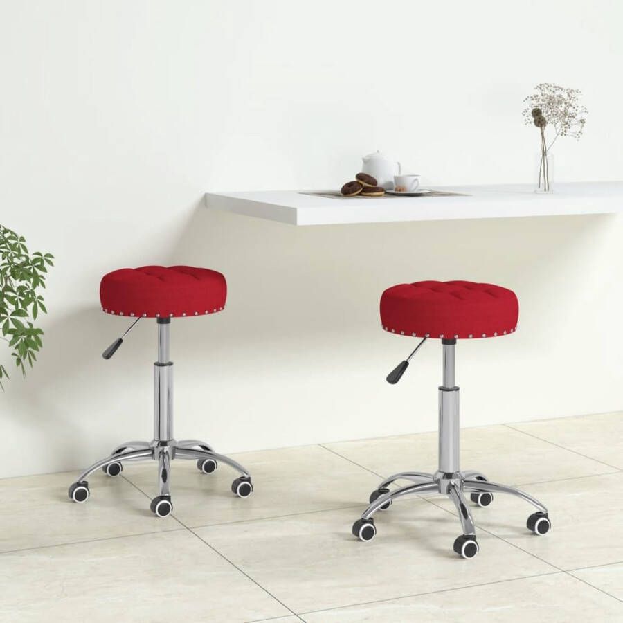 Prolenta Premium Eetkamerstoelen 2 st draaibaar stof wijnrood