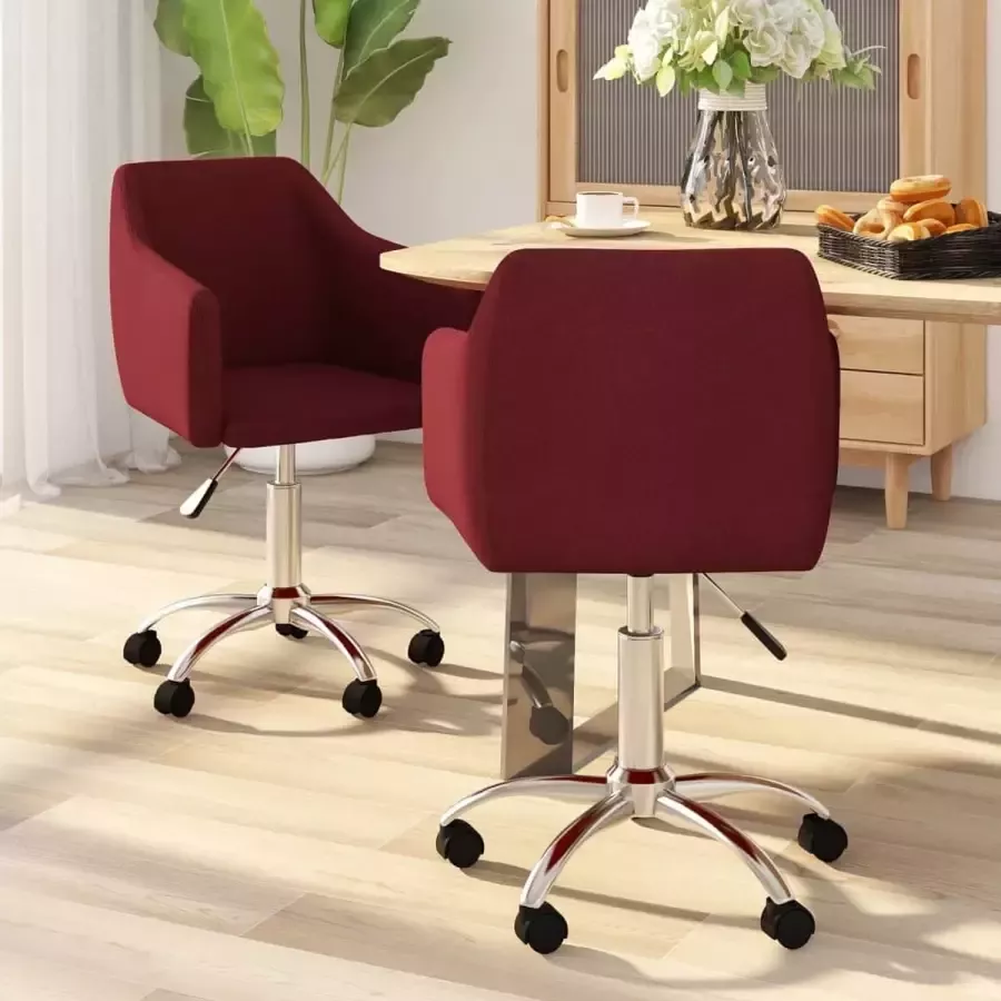 Prolenta Premium Eetkamerstoelen 2 st draaibaar stof wijnrood