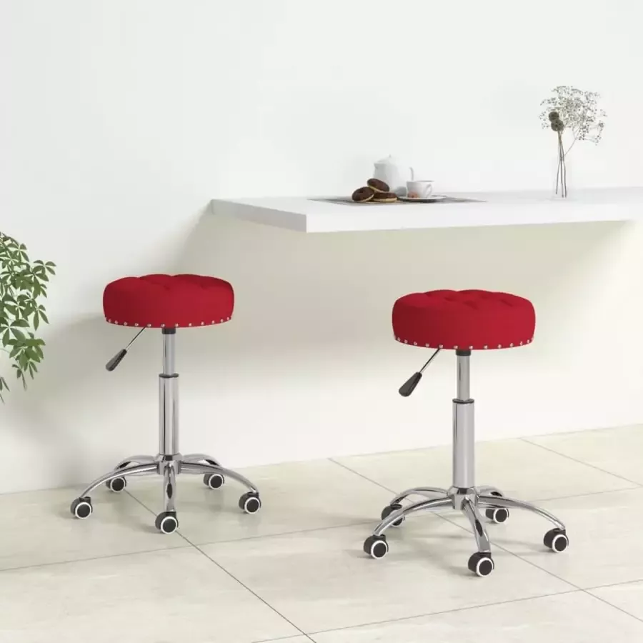 Prolenta Premium Eetkamerstoelen 2 st draaibaar stof wijnrood