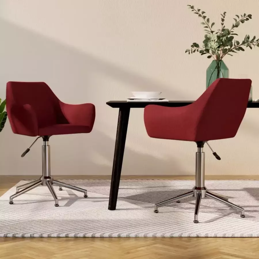 Prolenta Premium Eetkamerstoelen 2 st draaibaar stof wijnrood