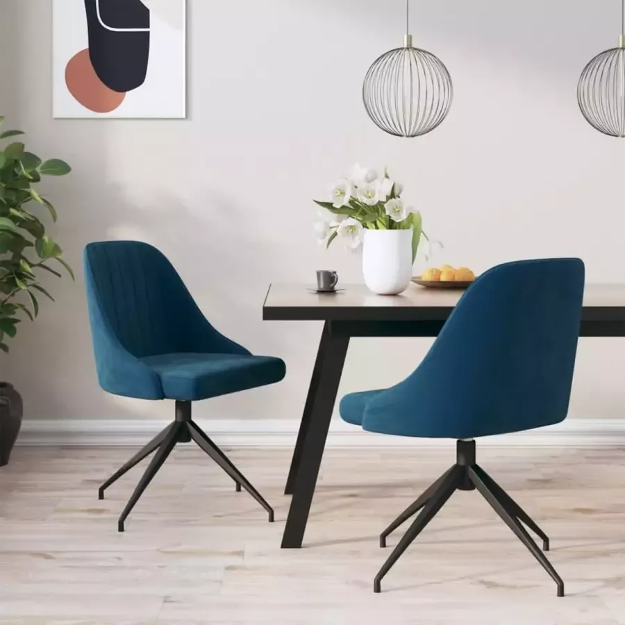 ForYou Prolenta Premium Eetkamerstoelen 2 st fluweel blauw - Foto 3
