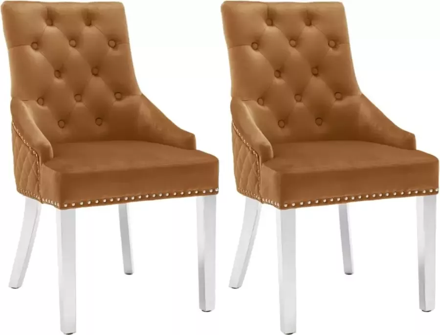 ForYou Prolenta Premium Eetkamerstoelen 2 st fluweel bruin - Foto 12