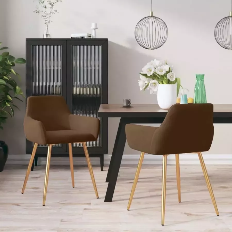 ForYou Prolenta Premium Eetkamerstoelen 2 st fluweel bruin - Foto 4