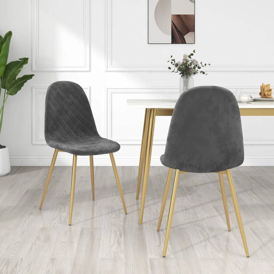 Prolenta Premium Eetkamerstoelen 2 st fluweel donkergrijs