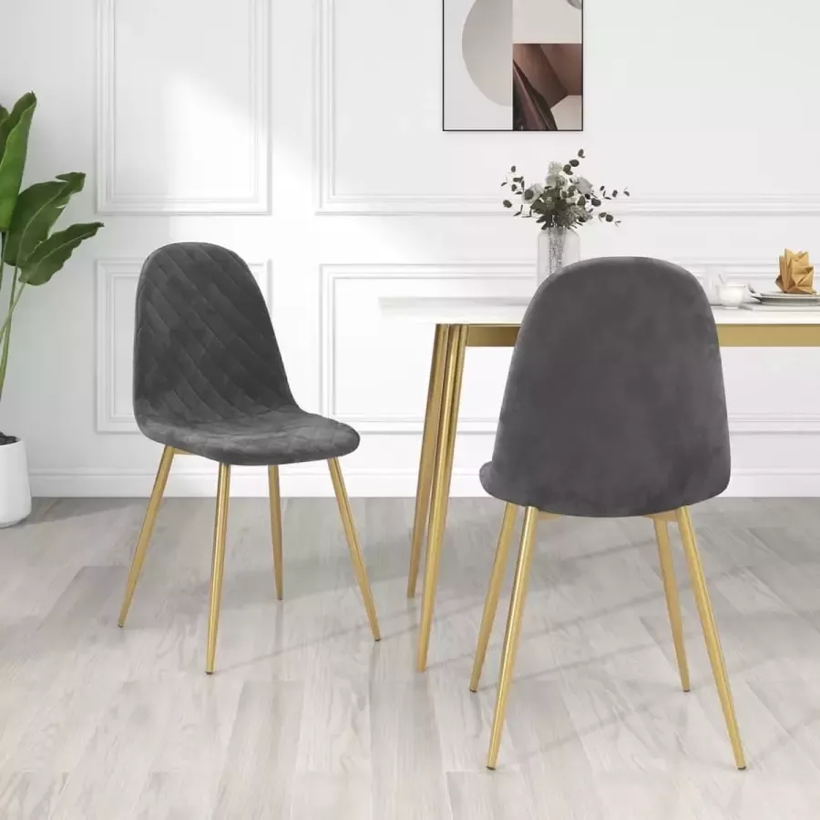 ForYou Prolenta Premium Eetkamerstoelen 2 st fluweel donkergrijs - Foto 4