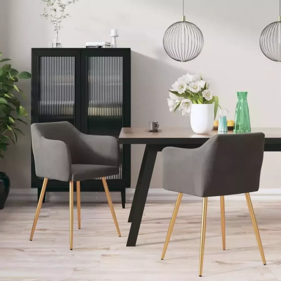 Prolenta Premium Eetkamerstoelen 2 st fluweel donkergrijs