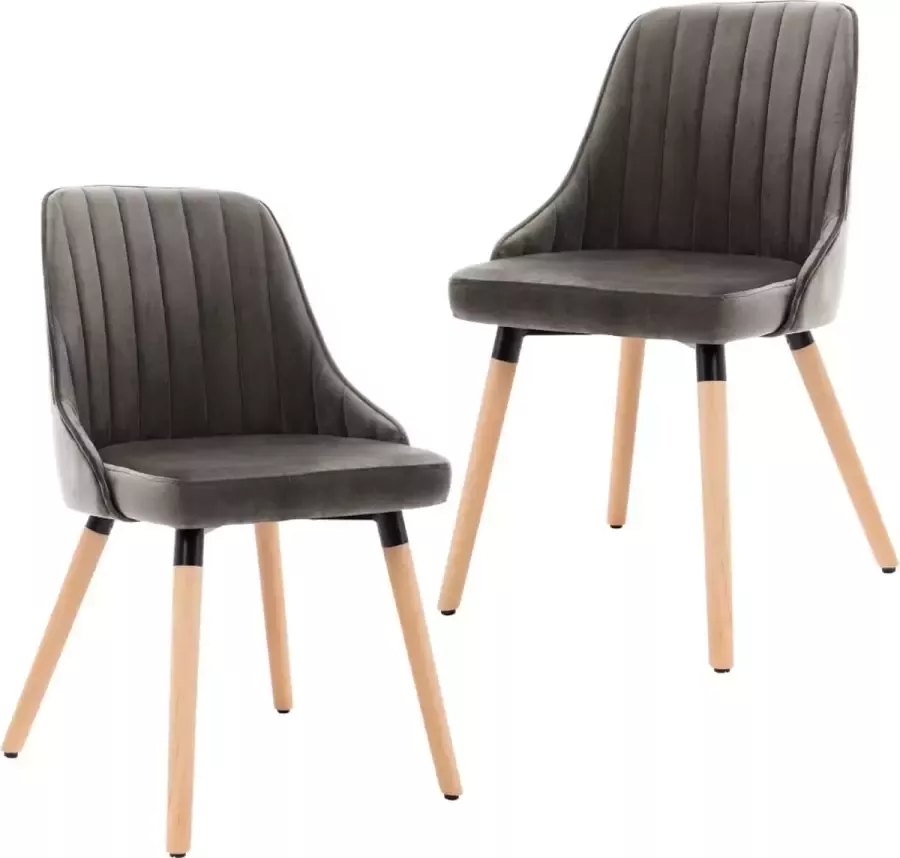 Prolenta Premium Eetkamerstoelen 2 st fluweel donkergrijs