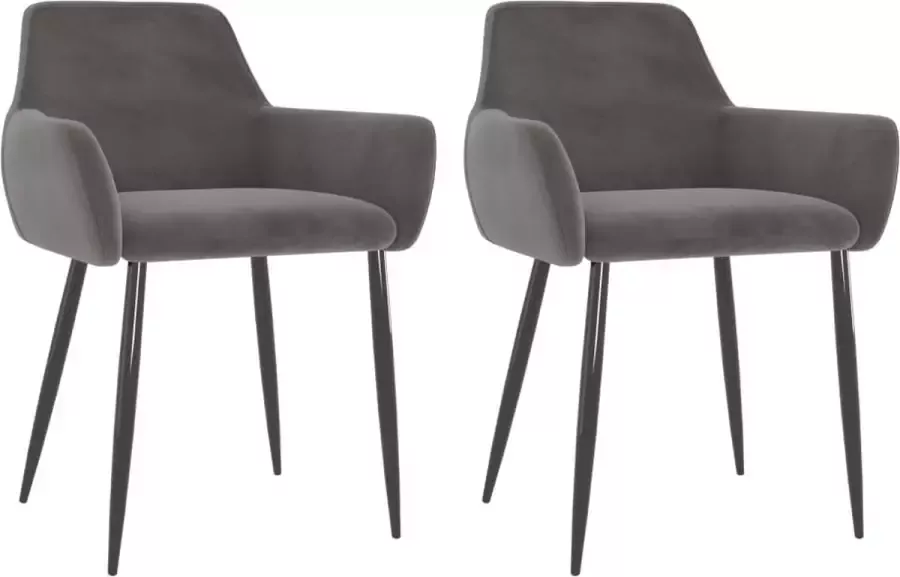 Prolenta Premium Eetkamerstoelen 2 st fluweel donkergrijs