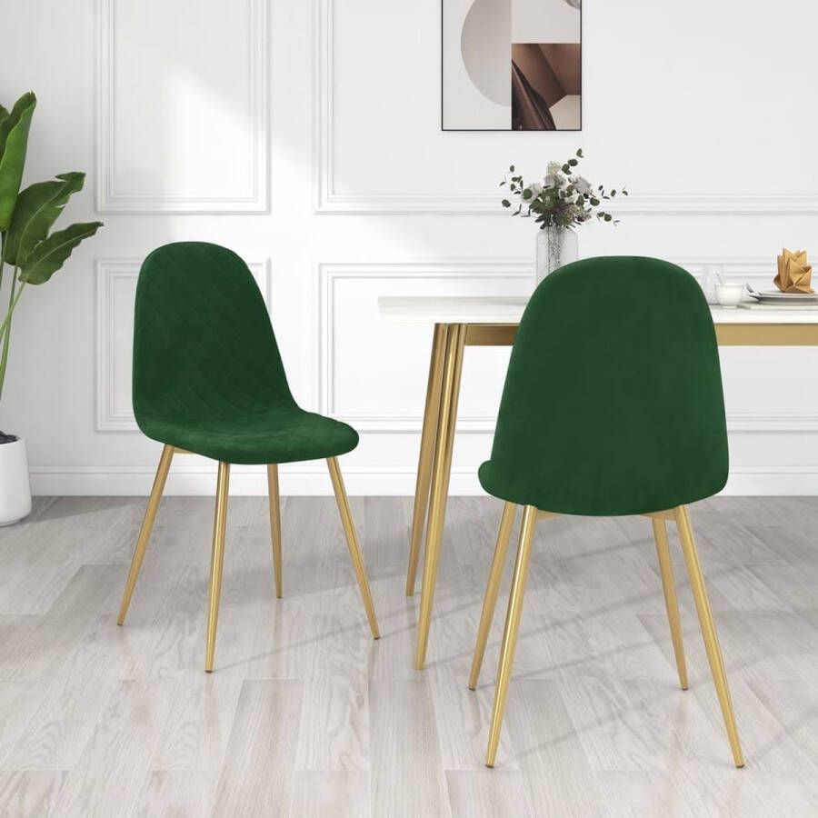 Prolenta Premium Eetkamerstoelen 2 st fluweel donkergroen