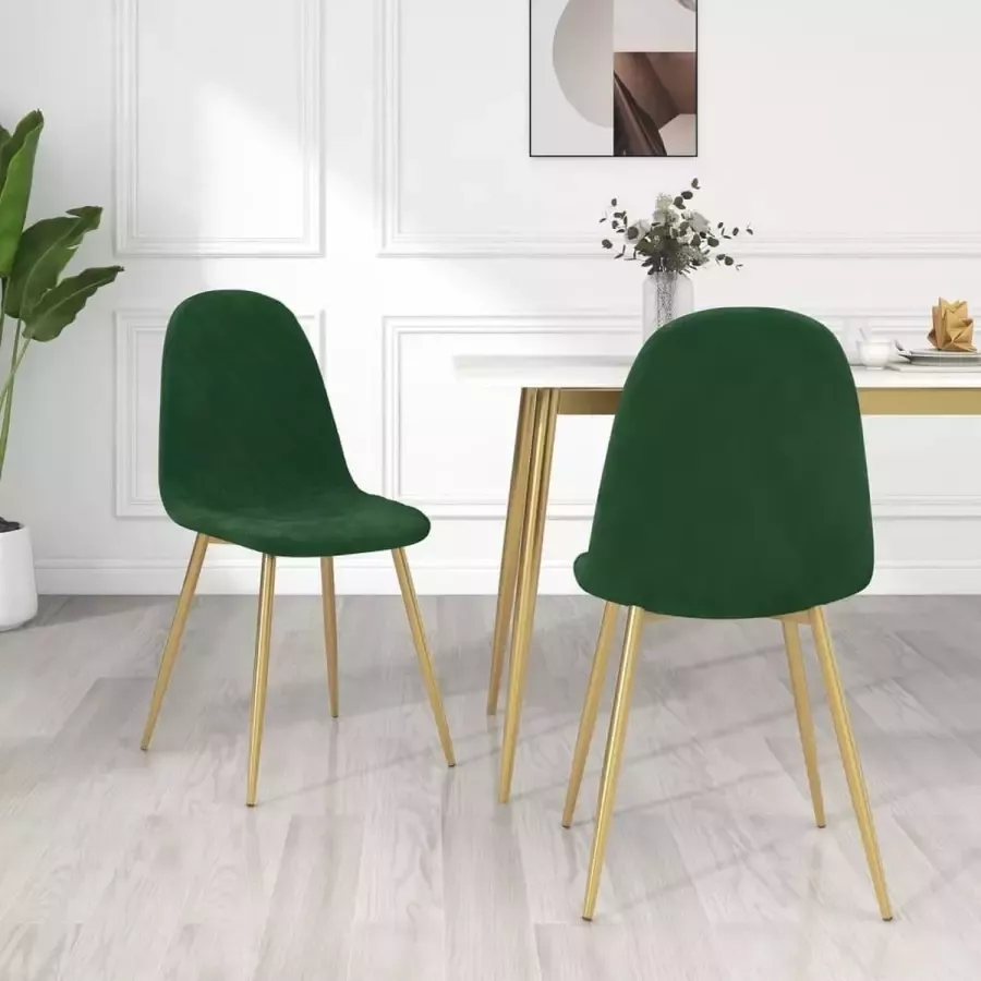 ForYou Prolenta Premium Eetkamerstoelen 2 st fluweel donkergroen - Foto 9