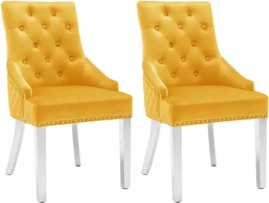 ForYou Prolenta Premium Eetkamerstoelen 2 st fluweel geel - Foto 10