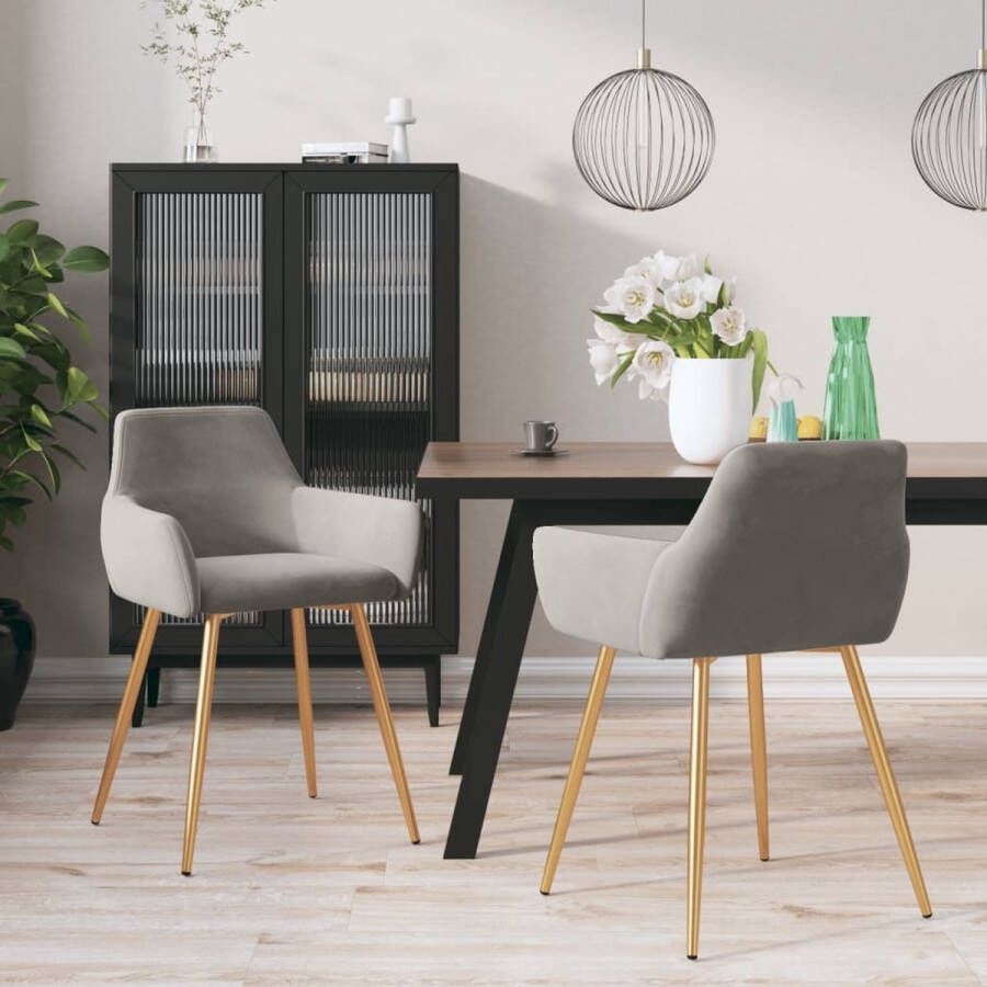 Prolenta Premium Eetkamerstoelen 2 st fluweel lichtgrijs