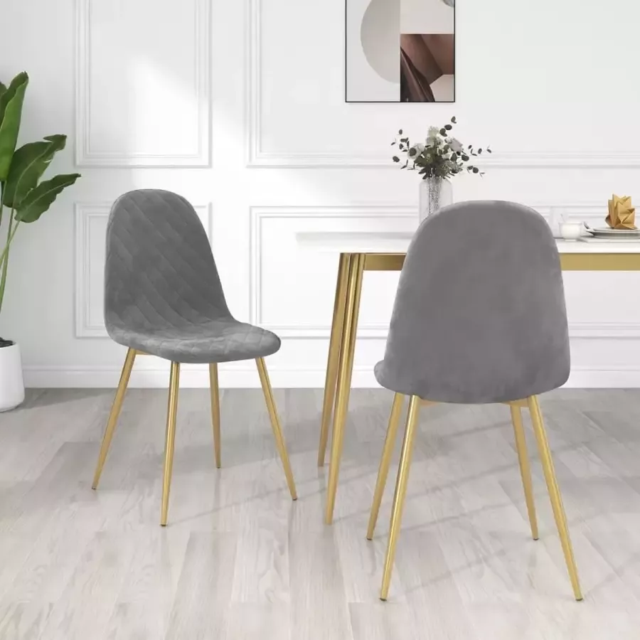 Prolenta Premium Eetkamerstoelen 2 st fluweel lichtgrijs