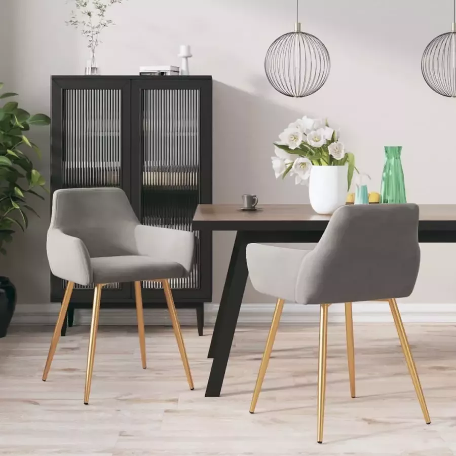 ForYou Prolenta Premium Eetkamerstoelen 2 st fluweel lichtgrijs - Foto 8