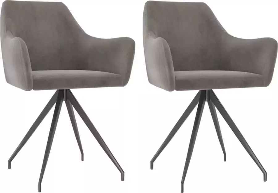 ForYou Prolenta Premium Eetkamerstoelen 2 st fluweel lichtgrijs - Foto 15