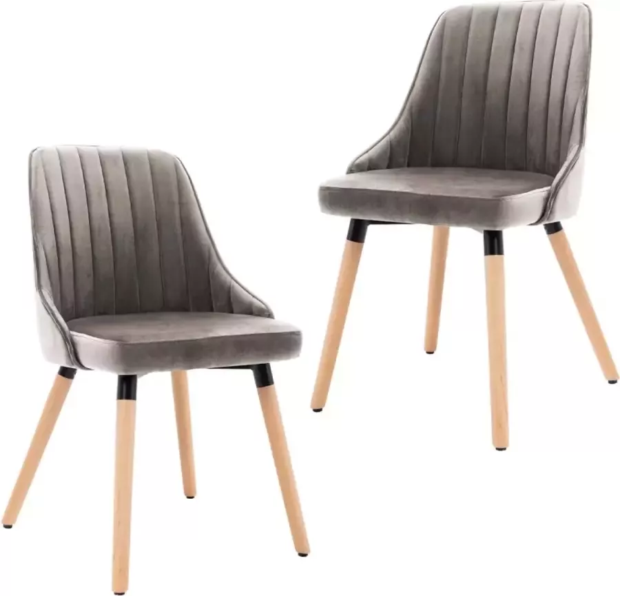 ForYou Prolenta Premium Eetkamerstoelen 2 st fluweel lichtgrijs - Foto 13