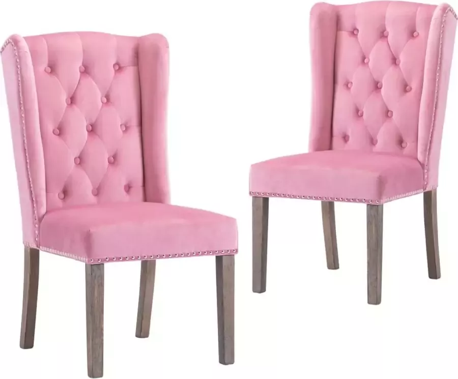 ForYou Prolenta Premium Eetkamerstoelen 2 st fluweel roze - Foto 12