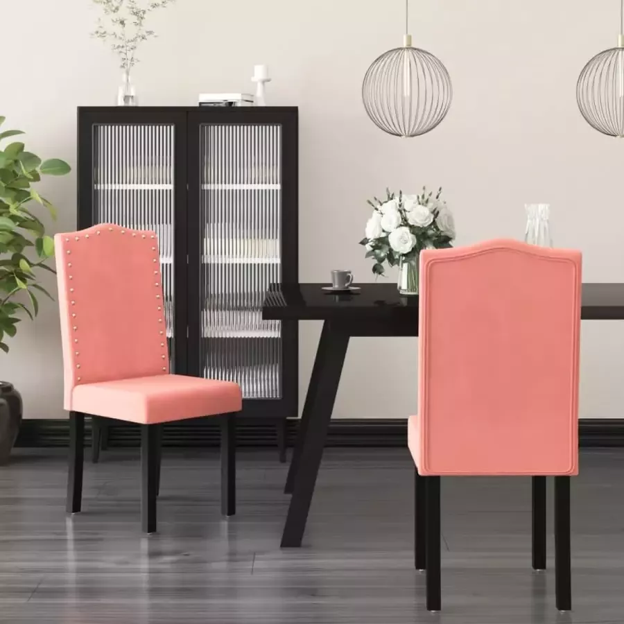 ForYou Prolenta Premium Eetkamerstoelen 2 st fluweel roze - Foto 7