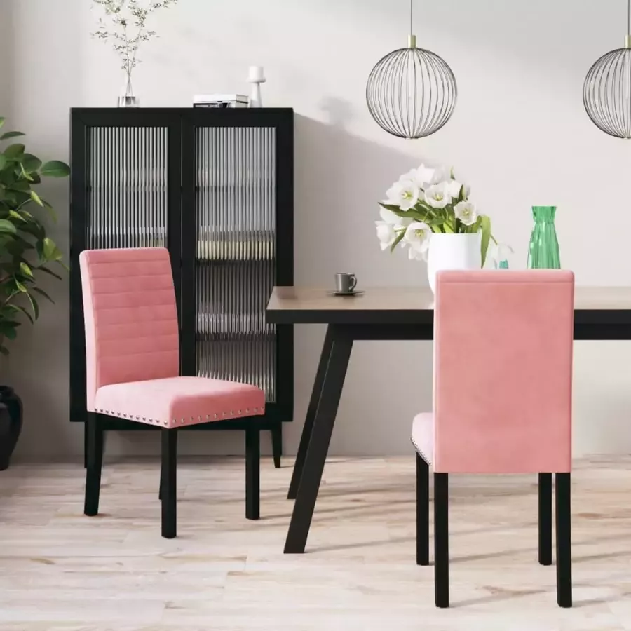 ForYou Prolenta Premium Eetkamerstoelen 2 st fluweel roze - Foto 8