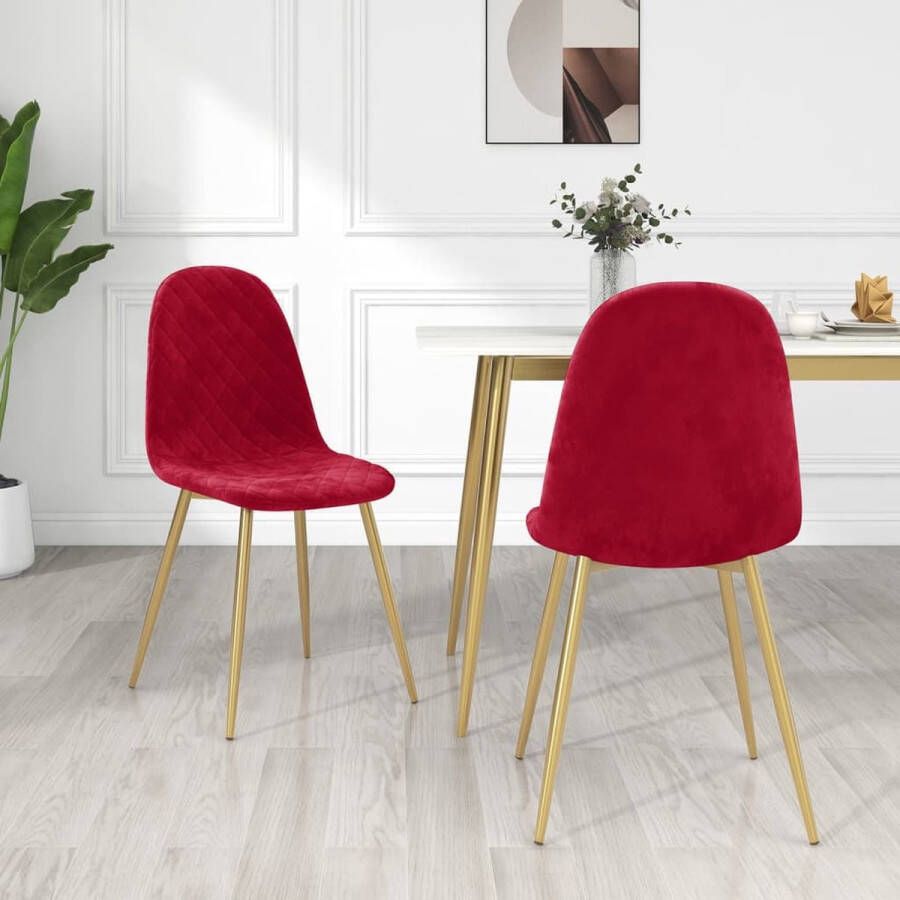 Prolenta Premium Eetkamerstoelen 2 st fluweel wijnrood