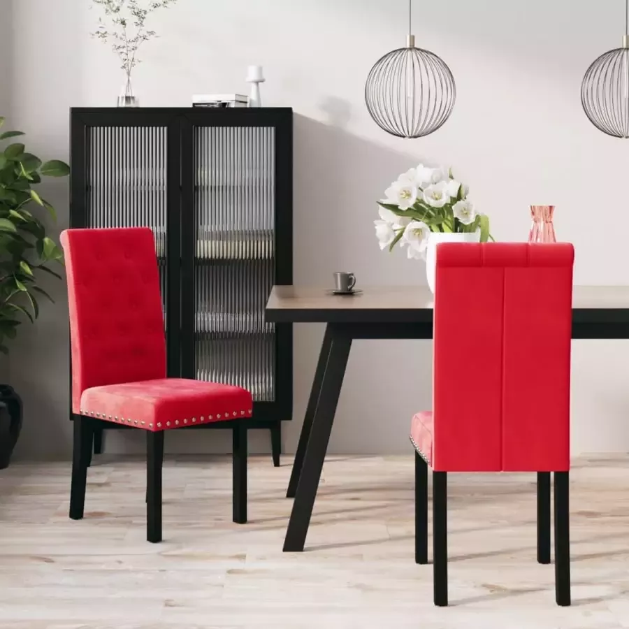 ForYou Prolenta Premium Eetkamerstoelen 2 st fluweel wijnrood - Foto 4