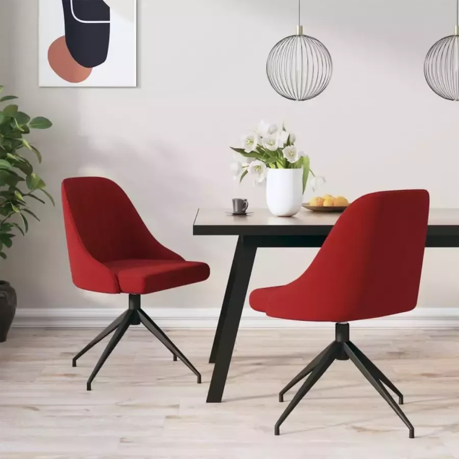 Prolenta Premium Eetkamerstoelen 2 st fluweel wijnrood