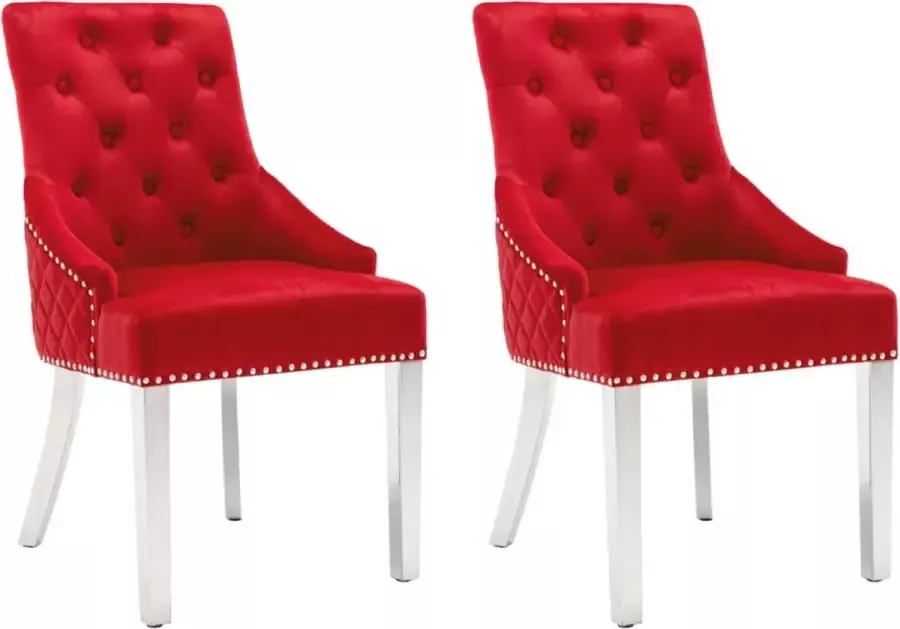 ForYou Prolenta Premium Eetkamerstoelen 2 st fluweel wijnrood - Foto 13