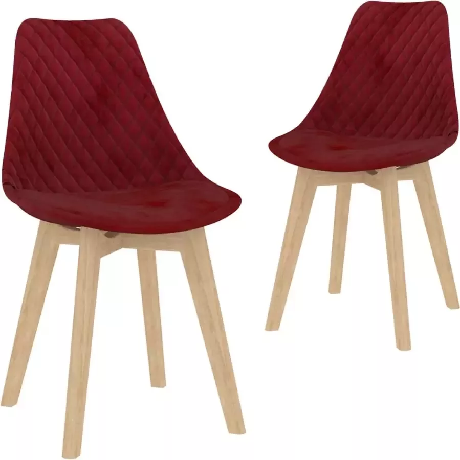 Prolenta Premium Eetkamerstoelen 2 st fluweel wijnrood