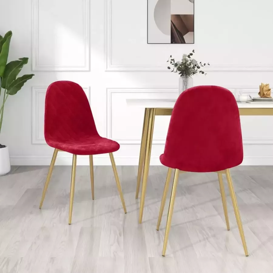 ForYou Prolenta Premium Eetkamerstoelen 2 st fluweel wijnrood - Foto 8