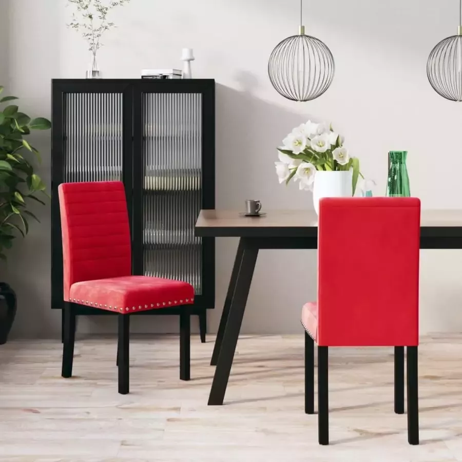 Prolenta Premium Eetkamerstoelen 2 st fluweel wijnrood