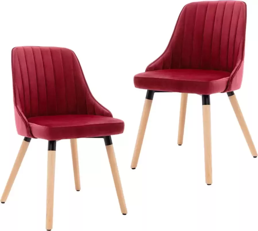 Prolenta Premium Eetkamerstoelen 2 st fluweel wijnrood