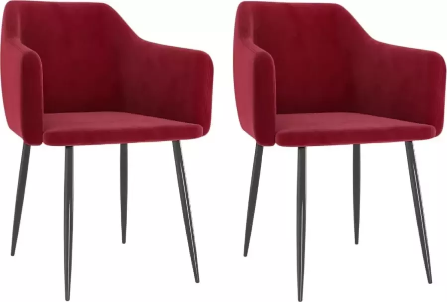 Prolenta Premium Eetkamerstoelen 2 st fluweel wijnrood