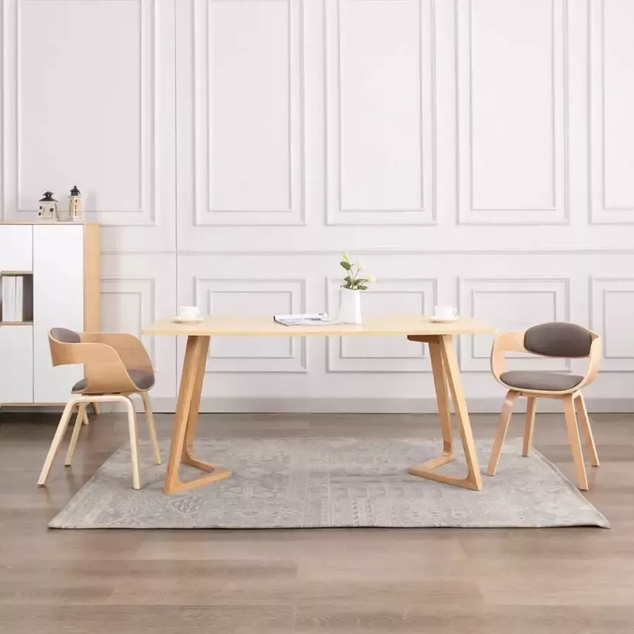 Prolenta Premium Eetkamerstoelen 2 st gebogen hout en stof taupe