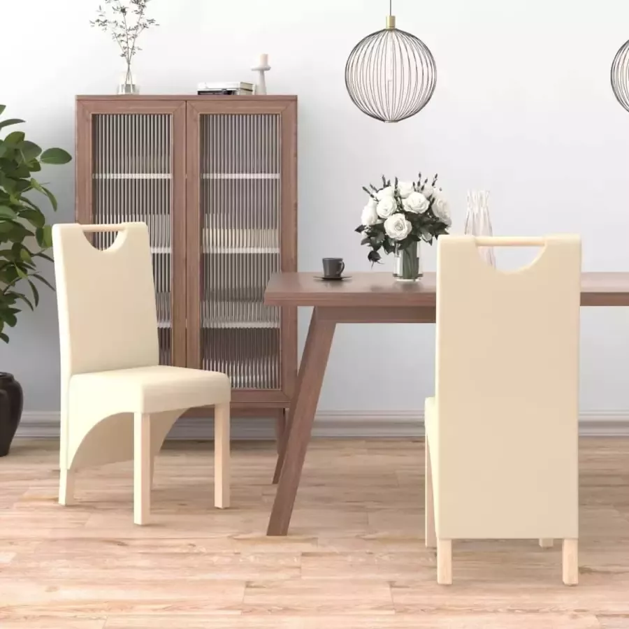 Prolenta Premium Eetkamerstoelen 2 st kunstleer crèmekleurig